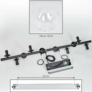 hofstein Gastor Suspension, Boule lumineuse, Suspension Clair, 10 lumières* Lampes En Verre