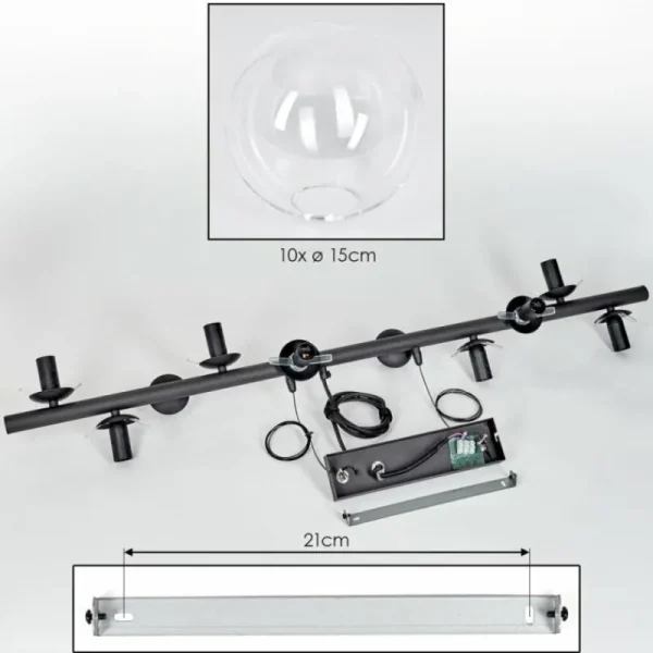hofstein Gastor Suspension, Boule lumineuse, Suspension Clair, 10 lumières* Lampes En Verre
