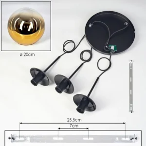 hofstein Gastor Suspension, Boule lumineuse 30 cm Or, Clair, 3 lumières* Lampes En Verre