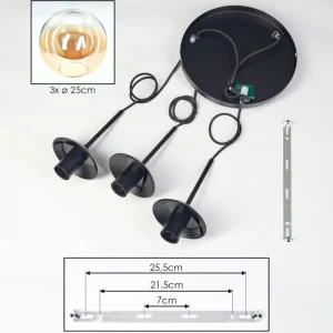hofstein Gastor Suspension, Boule lumineuse Ambre, Clair, 3 lumières* Lampes En Verre