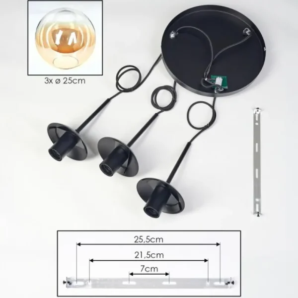 hofstein Gastor Suspension, Boule lumineuse Ambre, Clair, 3 lumières* Lampes En Verre