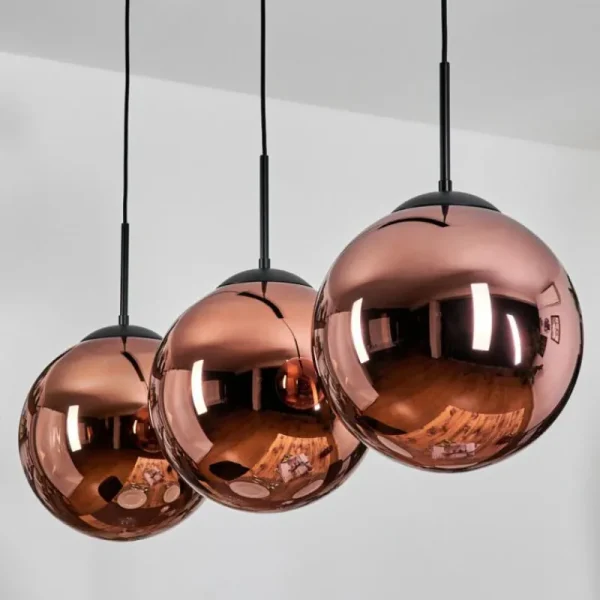 hofstein Gastor Suspension, Boule lumineuse, Suspension Cuivré, 3 lumières* Lampes En Verre