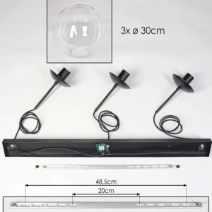 hofstein Gastor Suspension, Boule lumineuse, Suspension Clair, 3 lumières* Lampes En Verre