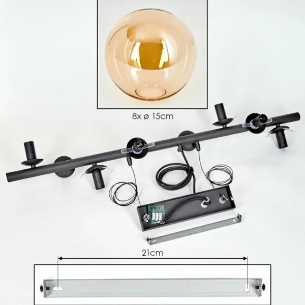 hofstein Gastor Suspension, Boule lumineuse, Suspension Ambre, 8 lumières* Lampes En Verre