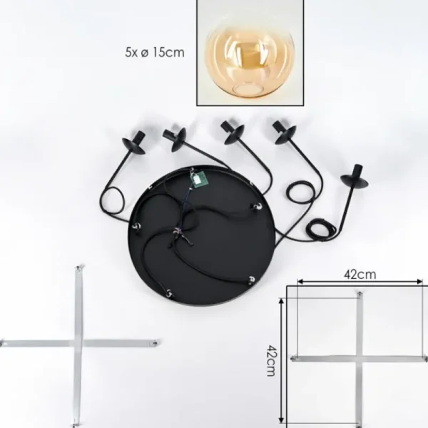 hofstein Gastor Suspension, Boule lumineuse, Suspension Ambre, Clair, 5 lumières* Lampes En Verre