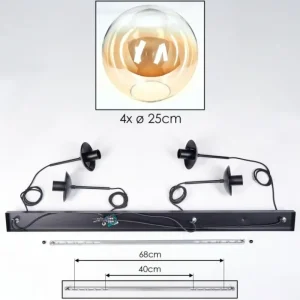 hofstein Gastor Suspension, Boule lumineuse, Suspension Ambre, Clair, 4 lumières* Lampes En Verre