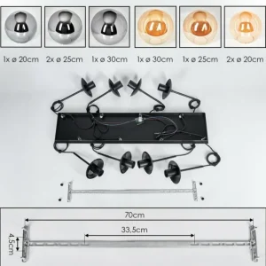 hofstein Gastor Suspension, Boule lumineuse, Suspension Ambre, Fumé, 8 lumières* Lampes Modernes