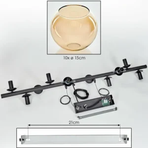 hofstein Gastor Suspension, Boule lumineuse, Suspension Ambre, 10 lumières* Lampes En Verre