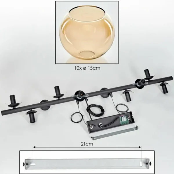 hofstein Gastor Suspension, Boule lumineuse, Suspension Ambre, 10 lumières* Lampes En Verre