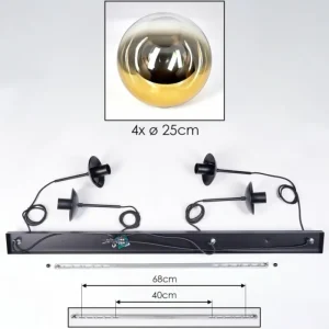 hofstein Gastor Suspension, Boule lumineuse, Suspension Or, Clair, 4 lumières* Lampes En Verre