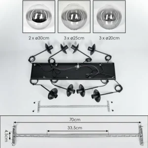 hofstein Gastor Suspension, Boule lumineuse, Suspension Clair, Fumé, 8 lumières* Lampes Modernes