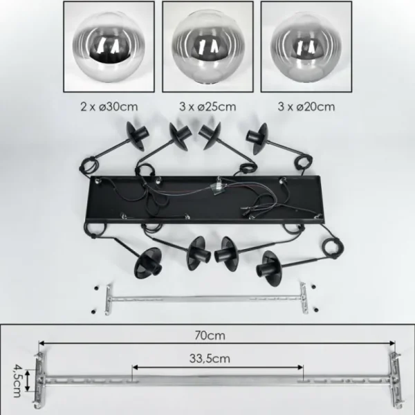 hofstein Gastor Suspension, Boule lumineuse, Suspension Clair, Fumé, 8 lumières* Lampes Modernes