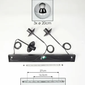 hofstein Gastor Suspension, Boule lumineuse Chrome, Fumé, 3 lumières* Lampes Modernes