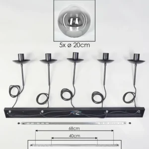 hofstein Gastor Suspension, Boule lumineuse, Suspension Clair, Fumé, 5 lumières* Lampes Modernes