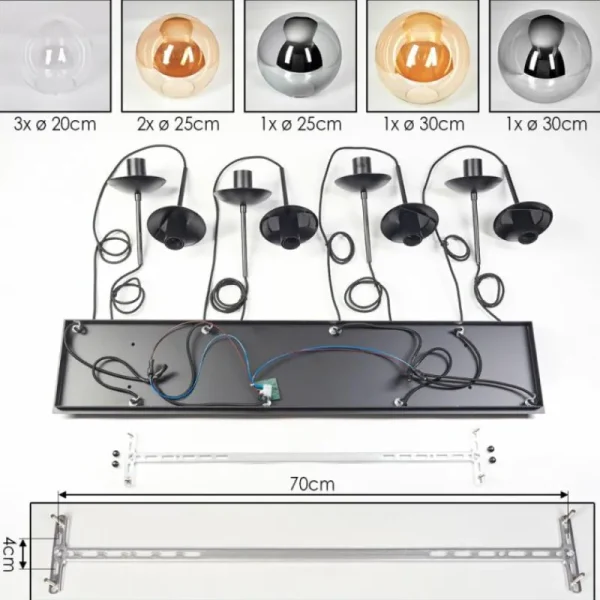 hofstein Gastor Suspension, Boule lumineuse, Suspension Ambre, Clair, Fumé, 8 lumières* Lampes Modernes