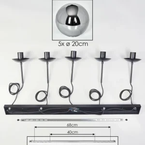 hofstein Gastor Suspension, Boule lumineuse, Suspension Fumé, 5 lumières* Lampes Modernes