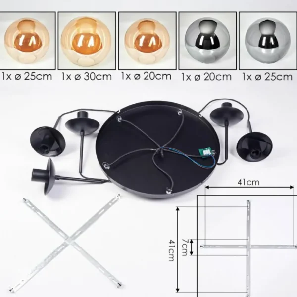 hofstein Gastor Suspension, Boule lumineuse 45 cm Noir, 5 lumières* Lampes Modernes