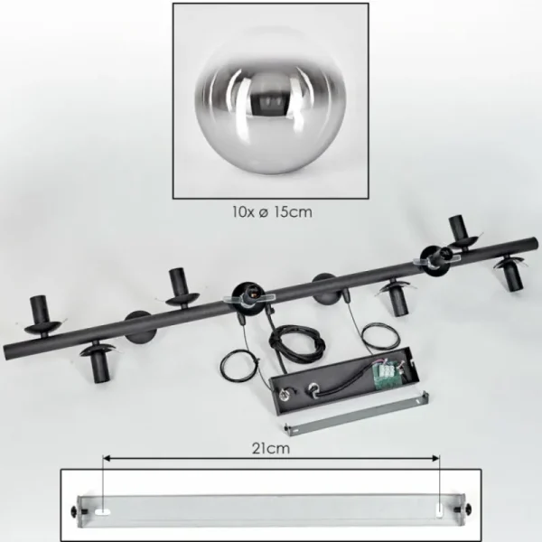 hofstein Gastor Suspension, Boule lumineuse, Suspension Chrome, Clair, Fumé, 10 lumières* Lampes Modernes
