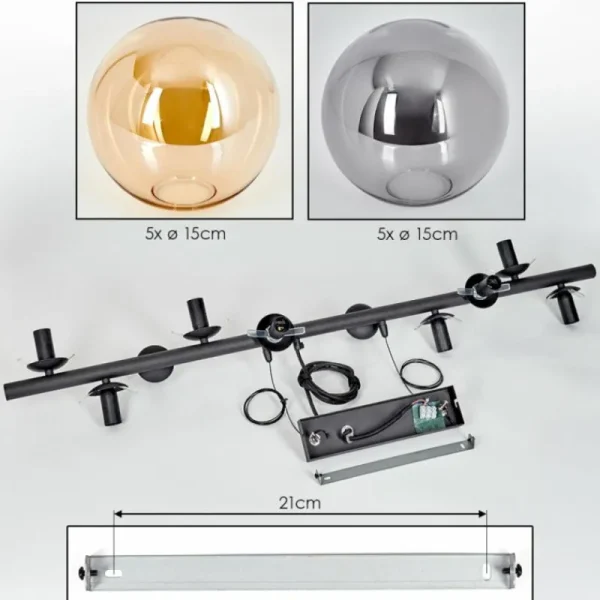 hofstein Gastor Suspension, Boule lumineuse, Suspension Ambre, Fumé, 10 lumières* Lampes Modernes