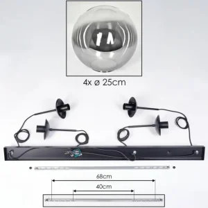 hofstein Gastor Suspension, Boule lumineuse, Suspension Clair, Fumé, 4 lumières* Lampes Modernes