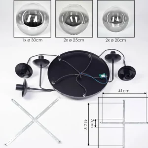 hofstein Gastor Suspension, Boule lumineuse 45 cm Noir, 5 lumières* Lampes Modernes