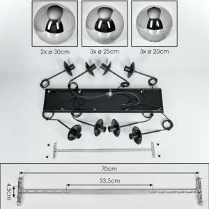 hofstein Gastor Suspension, Boule lumineuse, Suspension Fumé, 8 lumières* Lampes Modernes
