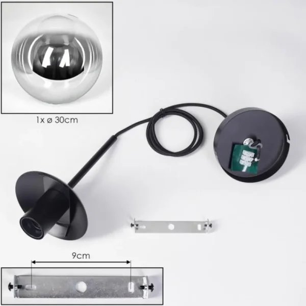 hofstein Gastor Suspension, Boule lumineuse Clair, Fumé, 1 lumière* Lampes Modernes