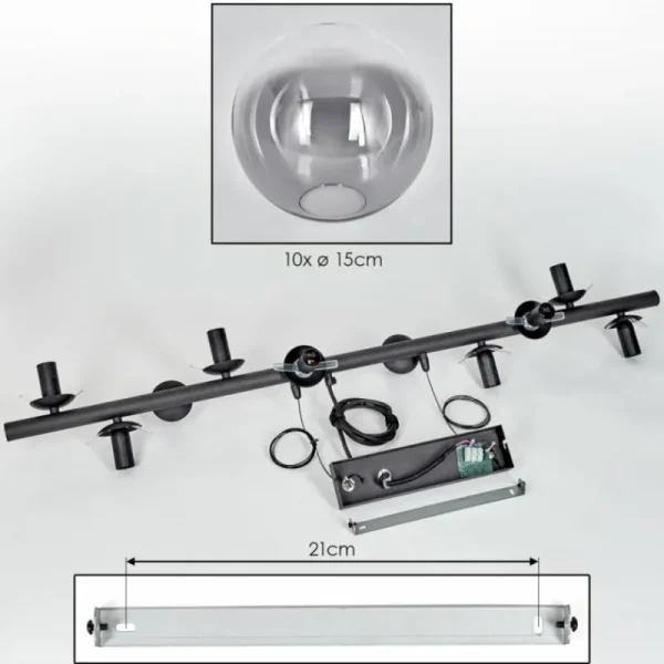 hofstein Gastor Suspension, Boule lumineuse, Suspension Clair, Fumé, 10 lumières* Lampes Modernes