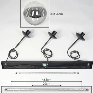 hofstein Gastor Suspension, Boule lumineuse Noir, 3 lumières* Lampes Modernes