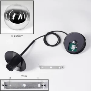 hofstein Gastor Suspension, Boule lumineuse 25 cm Chrome, Clair, Fumé, 1 lumière* Lampes Modernes
