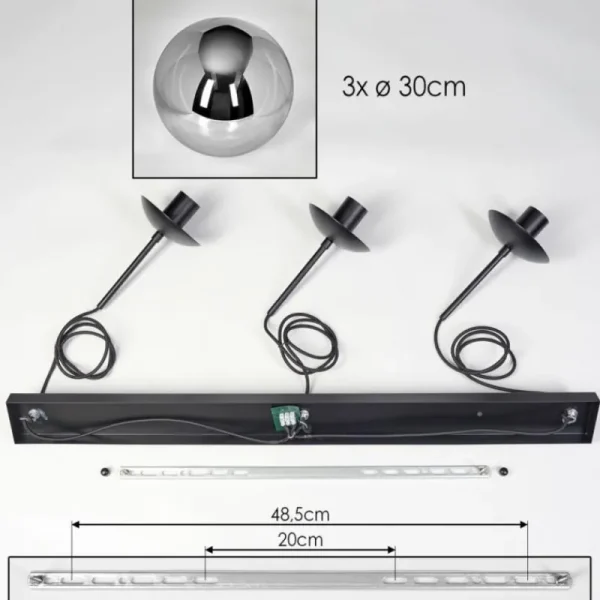 hofstein Gastor Suspension, Boule lumineuse, Suspension Fumé, 3 lumières* Lampes Modernes