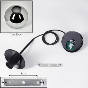 hofstein Gastor Suspension, Boule lumineuse Chrome, Fumé, 1 lumière* Lampes Modernes
