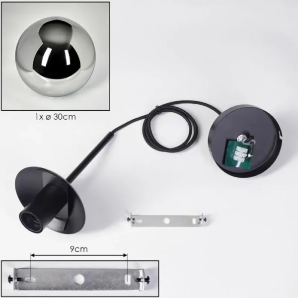 hofstein Gastor Suspension, Boule lumineuse Chrome, Fumé, 1 lumière* Lampes Modernes