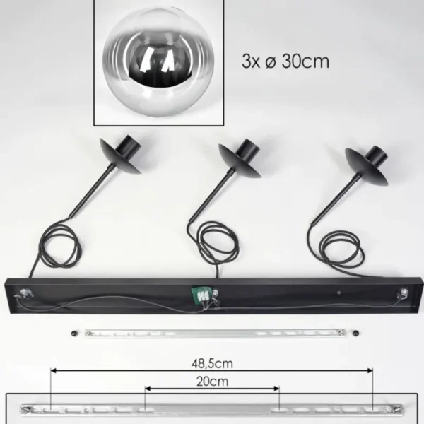 hofstein Gastor Suspension, Boule lumineuse, Suspension Clair, Fumé, 3 lumières* Lampes Modernes