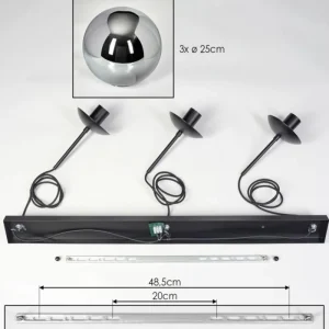 hofstein Gastor Suspension, Boule lumineuse Noir, 3 lumières* Lampes Modernes