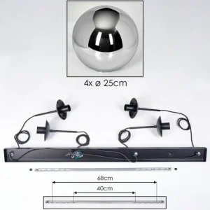 hofstein Gastor Suspension, Boule lumineuse, Suspension Chrome, Fumé, 4 lumières* Lampes Modernes