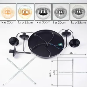 hofstein Gastor Suspension, Boule lumineuse 45 cm Noir, 5 lumières* Lampes Modernes