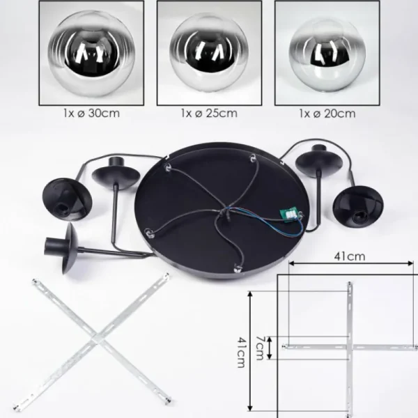 hofstein Gastor Suspension, Boule lumineuse 45 cm Noir, 5 lumières* Lampes Modernes