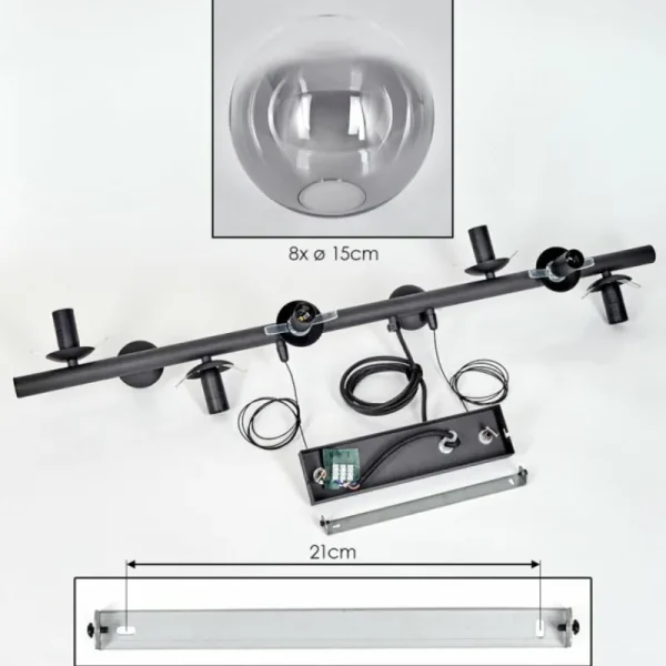 hofstein Gastor Suspension, Boule lumineuse, Suspension Clair, Fumé, 8 lumières* Lampes Modernes