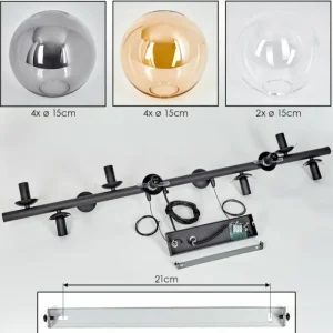 hofstein Gastor Suspension, Boule lumineuse, Suspension Ambre, Clair, Fumé, 10 lumières* Lampes Modernes