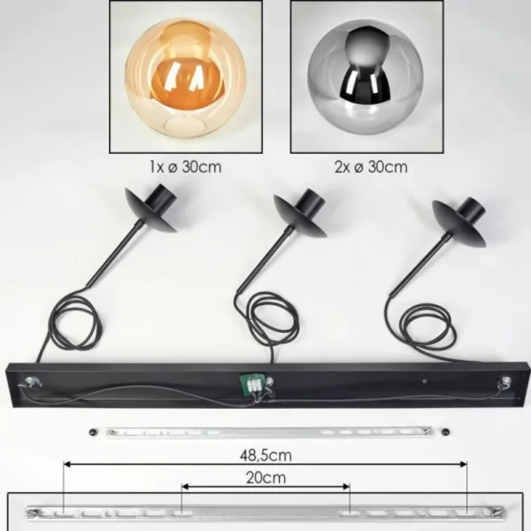 hofstein Gastor Suspension, Boule lumineuse, Suspension Ambre, Fumé, 3 lumières* Lampes Modernes