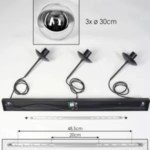 hofstein Gastor Suspension, Boule lumineuse, Suspension Chrome, Clair, Fumé, 3 lumières* Lampes Modernes
