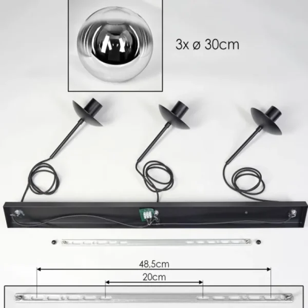 hofstein Gastor Suspension, Boule lumineuse, Suspension Chrome, Clair, Fumé, 3 lumières* Lampes Modernes