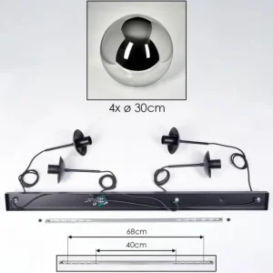 hofstein Gastor Suspension, Boule lumineuse, Suspension Chrome, Fumé, 4 lumières* Lampes Modernes