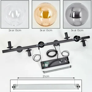 hofstein Gastor Suspension, Boule lumineuse, Suspension Ambre, Clair, Fumé, 8 lumières* Lampes Modernes
