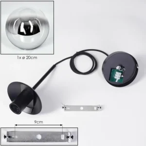 hofstein Gastor Suspension, Boule lumineuse Chrome, Clair, Fumé, 1 lumière* Lampes Modernes