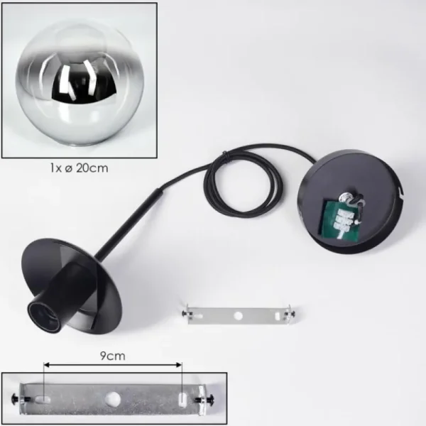 hofstein Gastor Suspension, Boule lumineuse Chrome, Clair, Fumé, 1 lumière* Lampes Modernes