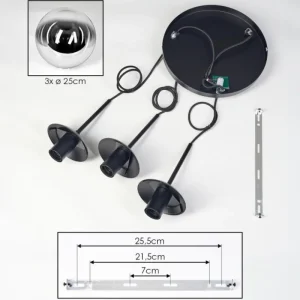 hofstein Gastor Suspension, Boule lumineuse Chrome, Clair, Fumé, 3 lumières* Lampes Modernes