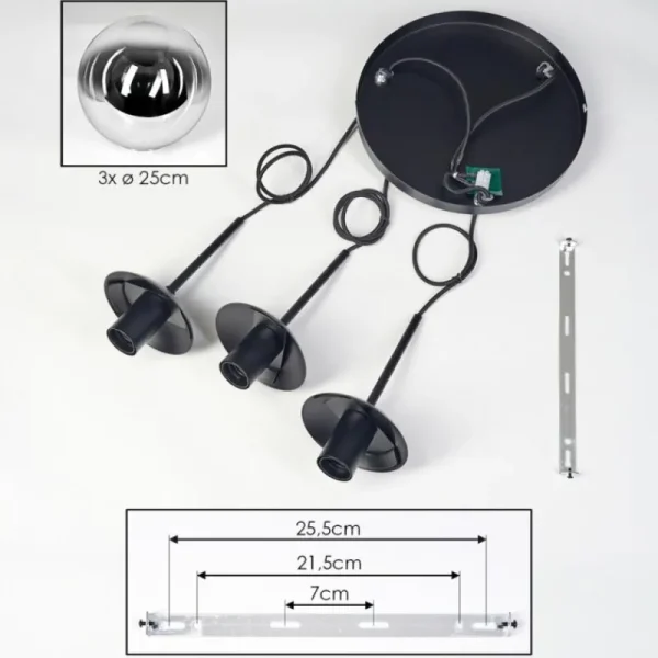 hofstein Gastor Suspension, Boule lumineuse Chrome, Clair, Fumé, 3 lumières* Lampes Modernes