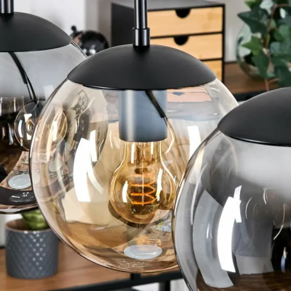 hofstein Gastor Suspension, Boule lumineuse, Suspension Ambre, Fumé, 5 lumières* Lampes Modernes
